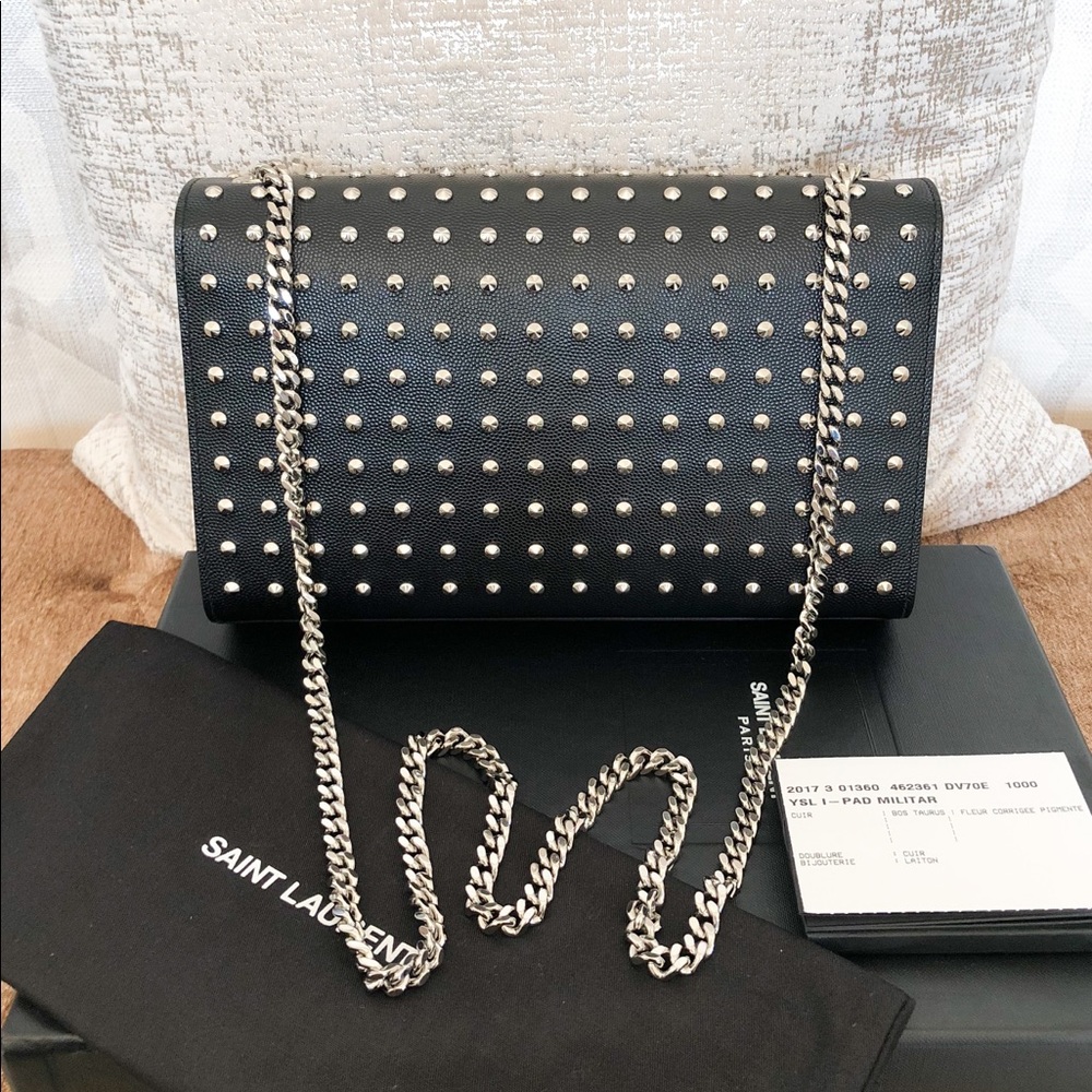 Sold Saint Laurent Monogram Studded Shoulder Bag - Picture 4 of 8